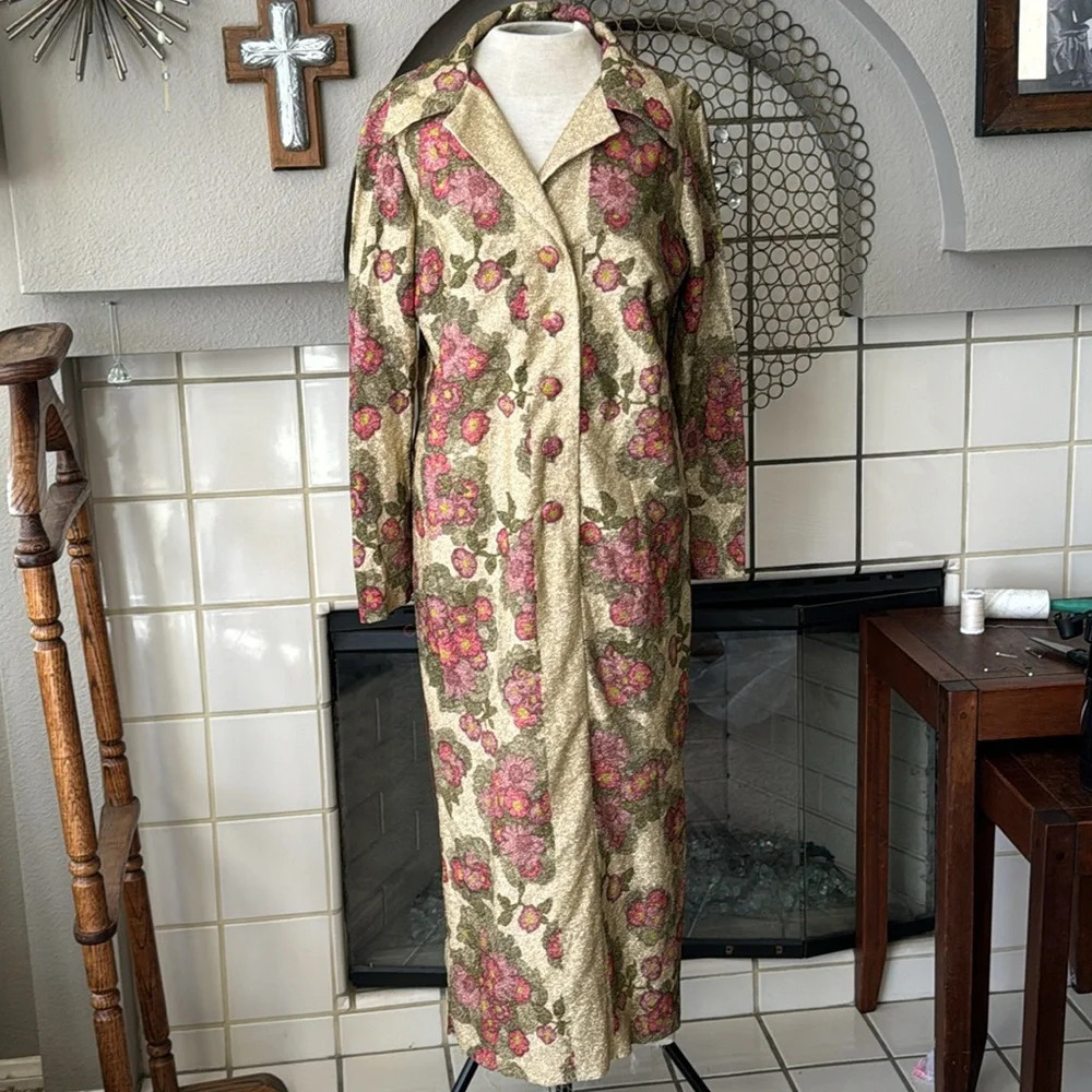 Custom handmade gold floral roses sparkle dress one of a kind small -medium fit - Picture 7 of 17